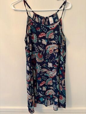 Lilypad Women’s Spaghetti Strap Hi-Lo Tank Top -Paisley Floral Print Sz M